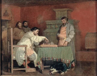 Scène de la vie du tsar russe : Jouer aux échecs